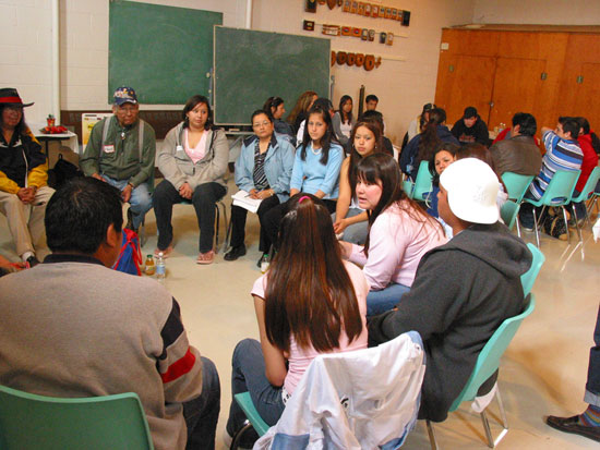 Jodie-Lynn Waddilove, Assistant Commission Counsel, facilitates a small group discussion.