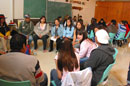 Jodie-Lynn Waddilove, Assistant Commission Counsel, facilitates a small group discussion.