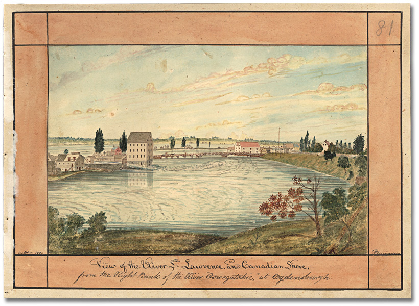 Aquarelle : View of the River Ste. Lawrence and Canadian Shore, octobre 1830