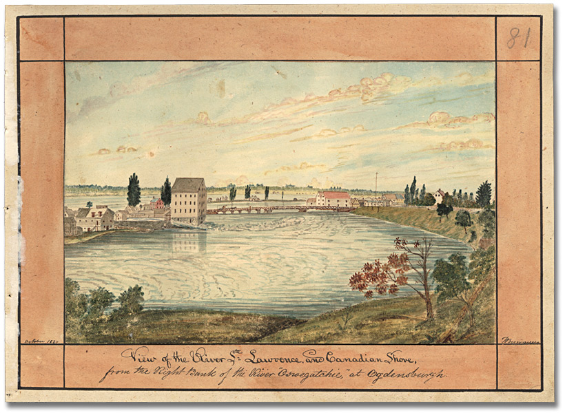 Watercolour: St. Lawrence River, at Ogdensburgh, 1830