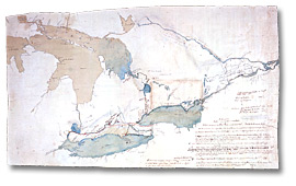 [Sketch map of Upper Canada showing the routes Lt. Gov. Simcoe took on journeys between March 1793 and September 1795], [1795]