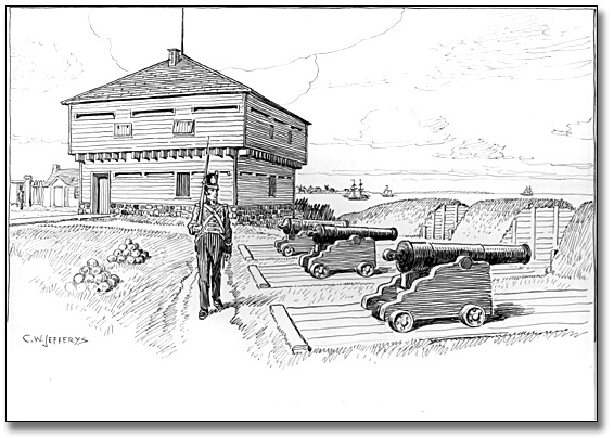 Blockhouse and Battery in Old Fort, Toronto, 1812, [ca. 1921]