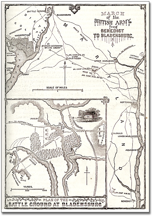 Illustration: March of the British Army from Benedict to Bladensburg