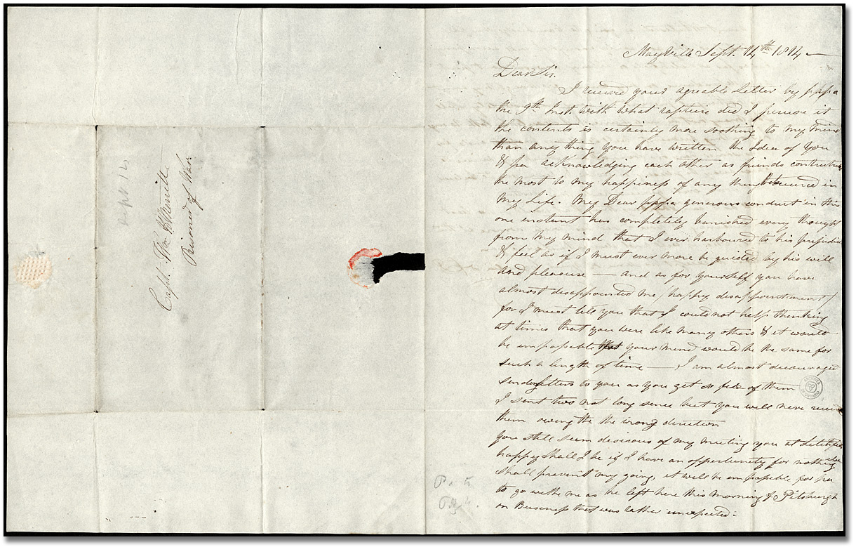 Lettre de Catherine Prendergast (Mayville) à William Merritt (Greenbush), 7 septembre 1814 (Pages 1 et 3)