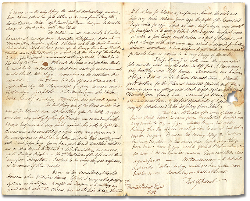 Letter from Thomas G. Ridout to his father Thomas Ridout, September 21, 1813 (Pages 2 and 3)