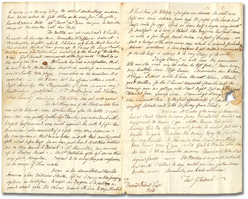 Lettre de Thomas G. Ridout à son père Thomas Ridout, 21 septembre 1813 (Pages 2 et 3)