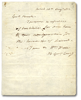 First message from Brigadier-General Hull to General Brock, August 16, 1812