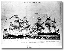 Lithograph: The USS General Pike and HMS Wolf, September 28, 1813