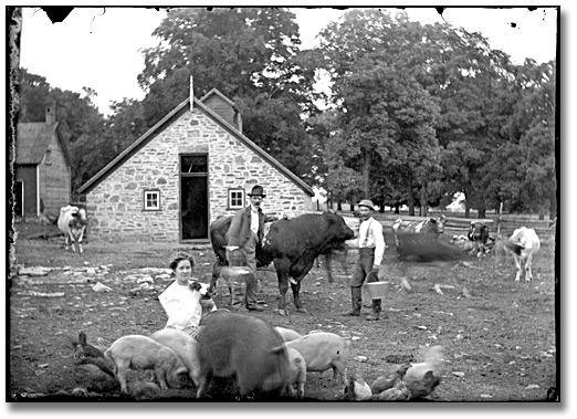 Photo: Alexander MacDonell's stone building [and farm], 1903