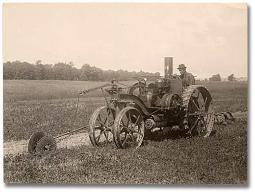 Photo: Using a steam tractor and gang plow, 1916