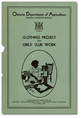 Manual Cover: Clothing project for Girls’ Club work, May 1934