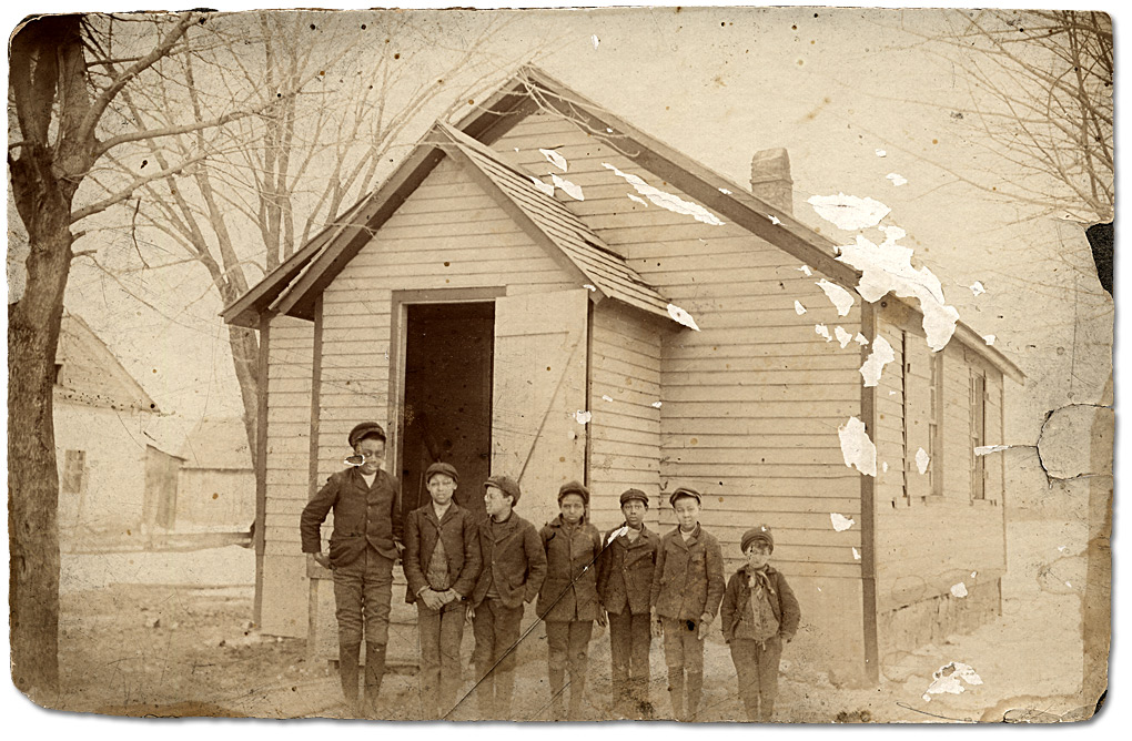 Photo: Children in front of the Marble Village Coloured School, [ca. 1900]