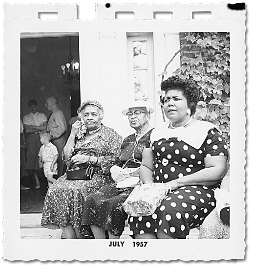 Photo: Three women at the opening of the Amherstburg Museum of Coloured Women, July 1957