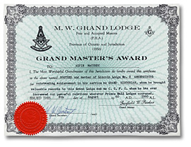 Grand Master’s Award to Alvin D. McCurdy, 1960