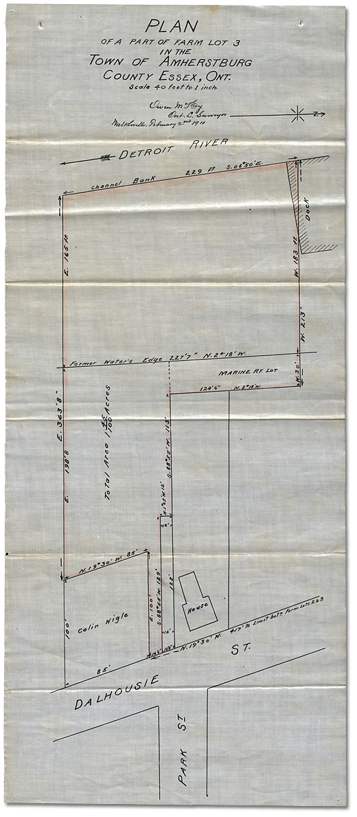 Plan of a Part of Farm Lot 3 in the Town of Amherstburg, County of Essex, 1911