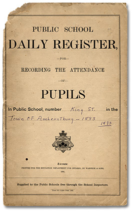 Registre journalier de l'école publique King Street pour le mois de février, 1893 