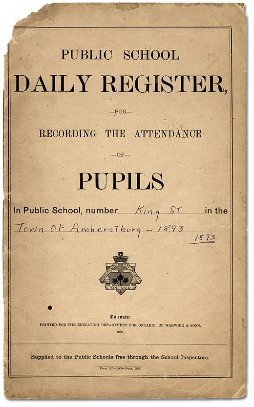 King Street Public School Daily Register,1893