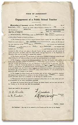 Contrat d'engagement d'un enseignant d'école publique, 1914