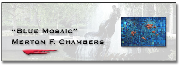 Art at Queen's Park: The Macdonald Block - Blue Mosaic - Merton F. Chambers Title Banner