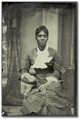 Tintype: Unidentified woman in formal dress, [ca. 1870s]