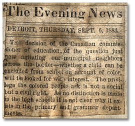 The Evening News de Détroit publia le point de vue américain sur le cas de la ségrégation de l’école Dunn, 6 septembre 1883