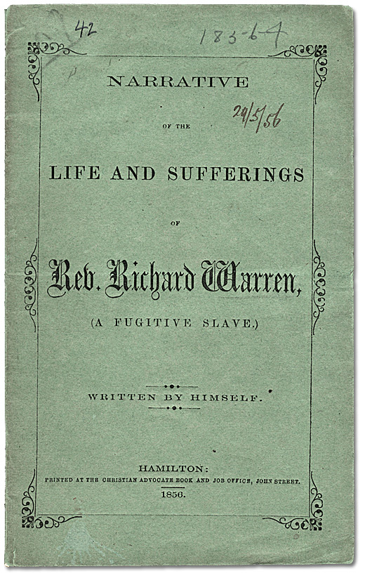 Cover: Narrative of the Life and Sufferings of Rev. Richard Warren, 1856