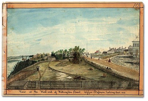 Watercolour: View at the West end of Wellington Street, Upper Bytown, looking East, 1845