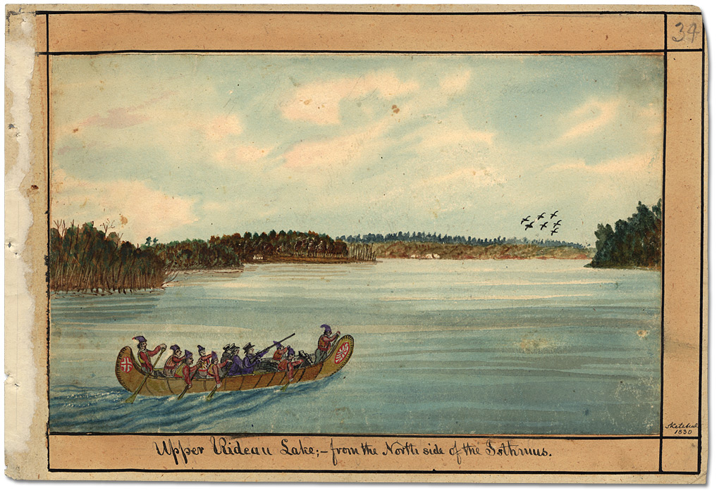 Watercolour: Upper Rideau Lake; from the North side of the Isthmus, 1830