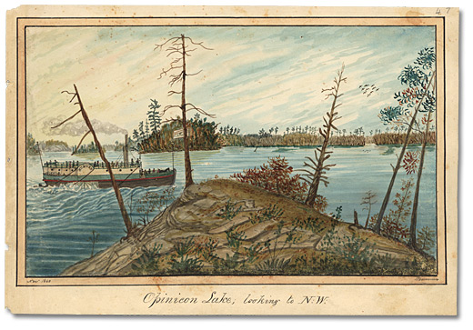 Aquarelle: Opinicon Lake looking to N.W., 1840