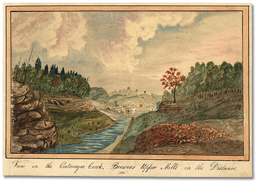 Aquarelle : View on the Cataraqui Creek, Brewer's Upper Mills in the background, 1830