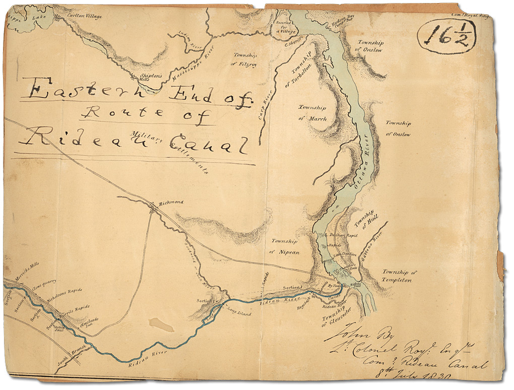 Map of Eastern End of Rideau Canal, 1830