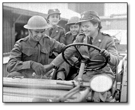 Photo: Military personnel in an army vehicle, [ca. 1945]