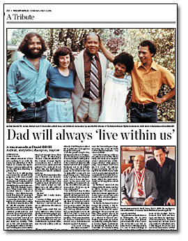 Article from the Toronto Star, A Tribute - Dad will always ‘live within us', July 6, 2003