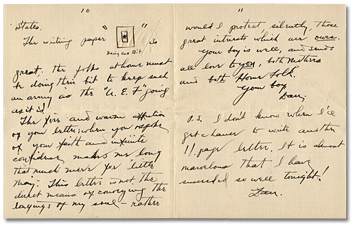 Lettre de Daniel Hill  jr. à May Edwards Hill, le 1 août, 1918, Pages 10-11