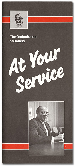 Cover: The Ombudsman of Ontario brochure, At Your Service, [ca. 1984-1988] 