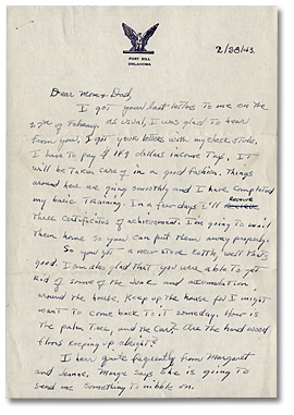 Letter from Daniel G. Hill to mother and father, February 28, 1943