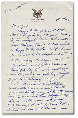 Letter from Daniel G. Hill to mother, April 25, 1943