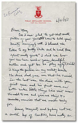 Letter from Daniel G. Hill to mother, June 21, 1943, Page 1