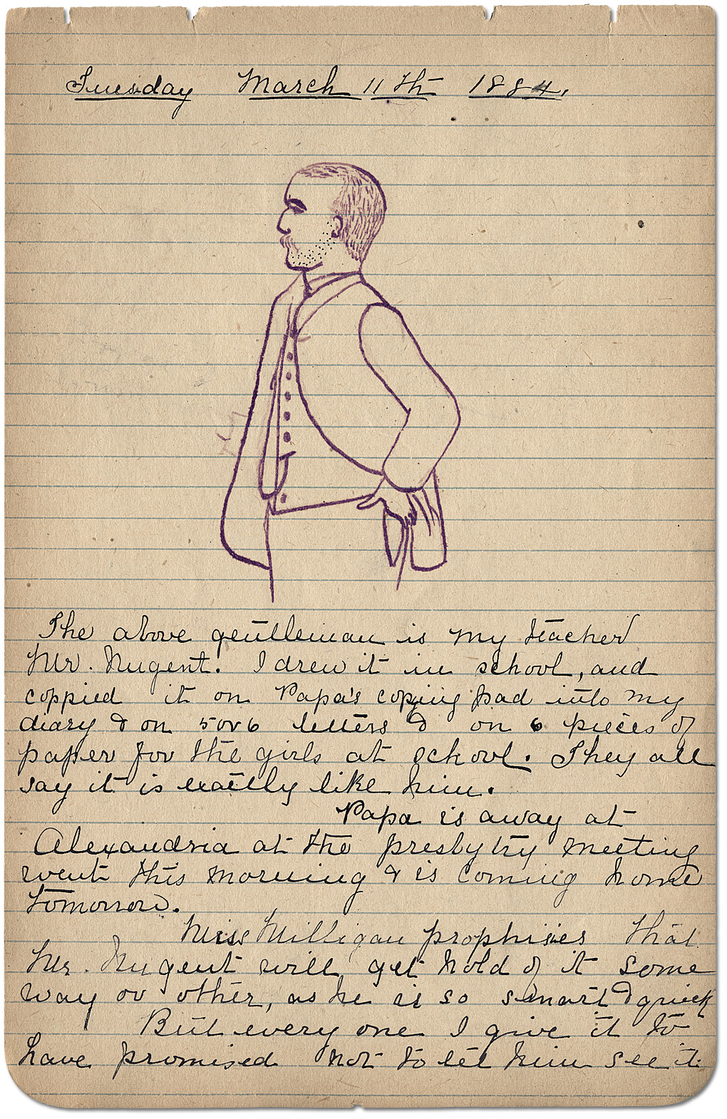 Page with Sketch from Marty Hastie’s diary, 1884 (01)