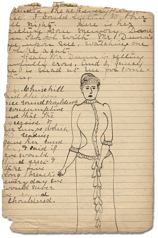 Page compronant un croquis, tirée du journal de Mary Hastie, 1884 (03)