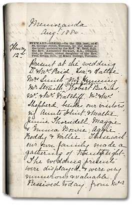 Bessie Stewart's First Diary Entry, 1880