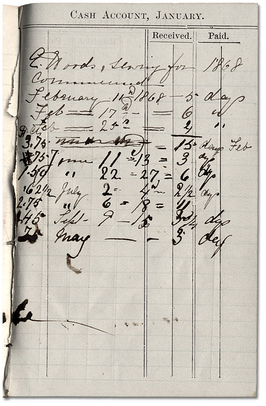 A page from Frances Milne’s diary, 1866 