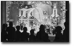 Children looking at window display, 1958