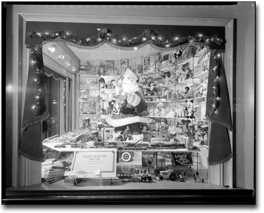 Photo: Santa's Toyland window display, 1953