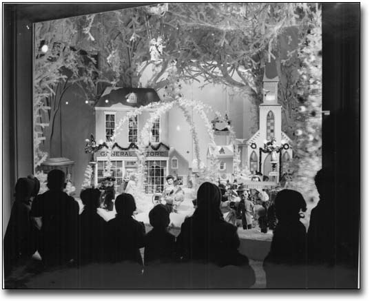 Photo: Children looking at window display, 1958