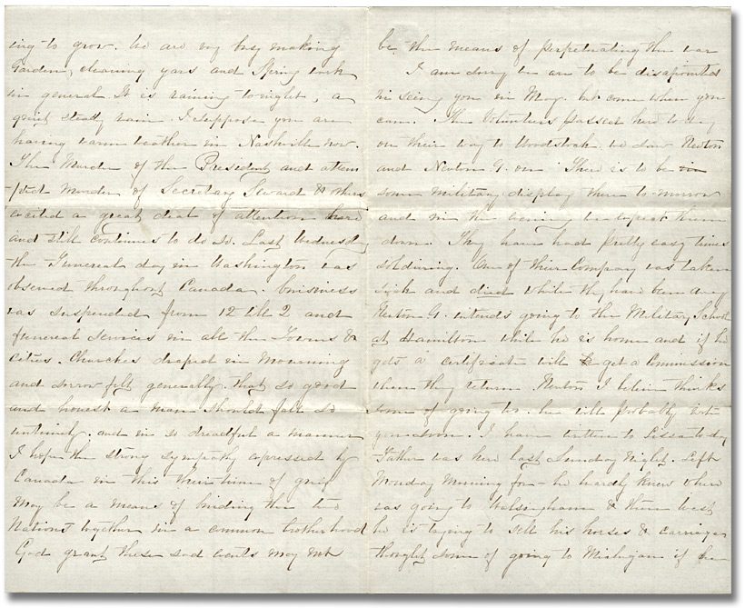 Letter, Roseltha Wolverton Goble to brother Alonzo Wolverton, April 28, 1865