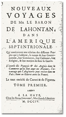 Nouveaux voyages de Mr Le baron de Lahontan dans l’Amérique septentrionale (…). 