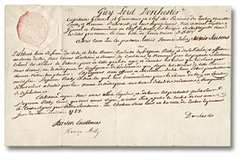 Certificate appointing Jacques Duperon Baby to the rank of Militia Captain, 1788
