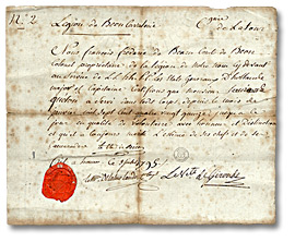 Certificate of service in the French Royalist Army, Laurent Quetton St. George, 1798