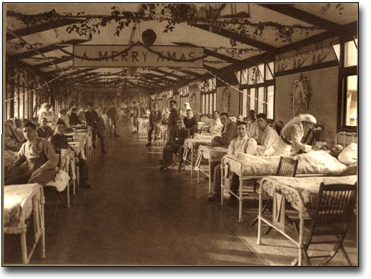 Photo: Interior of a Military Hospital at Christmas time, [ca. 1918]